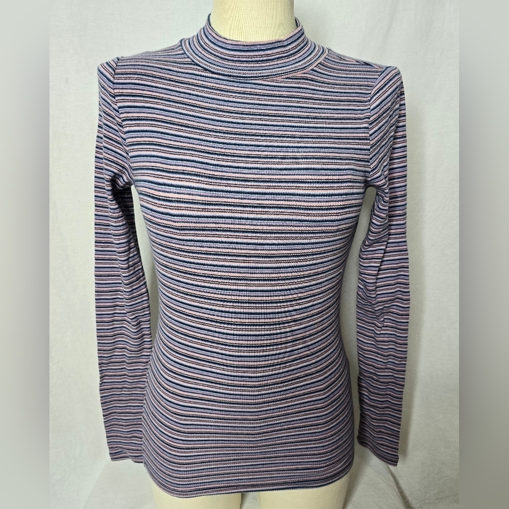 Hollister must have collection- striped multicolor turtle neck long sleeve-Small